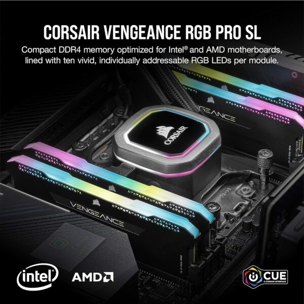 Corsair - vengeance rgb pro sl 32gb (2pk x 16gb) 3200mhz ddr4 c16 dimm desktop memory - black best price in pakistan at daddu charger