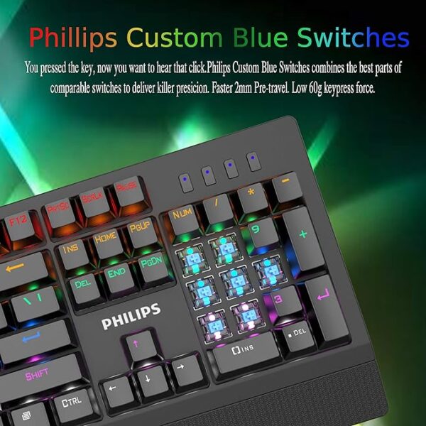 Philips wired gaming keyboard with palm rest led rgb mechanical keyboard dadducharger. Com 1