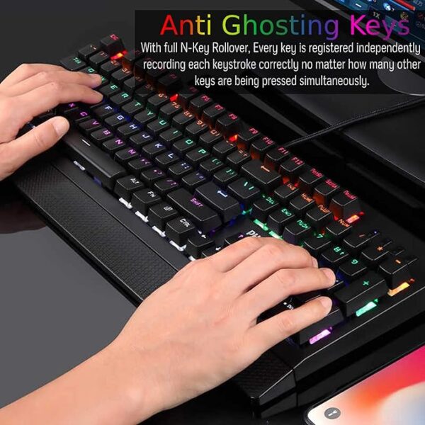 PHILIPS Wired Gaming Keyboard with Palm Rest | LED RGB Mechanical Keyboard - Image 3