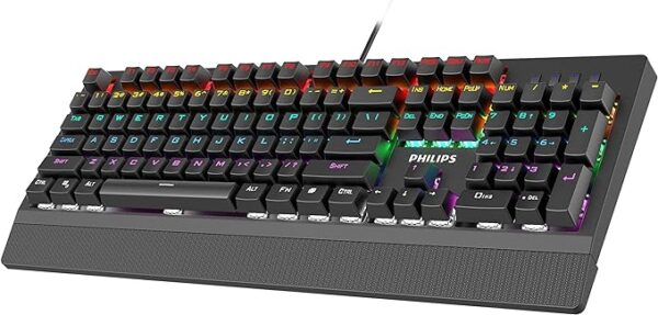 PHILIPS Wired Gaming Keyboard with Palm Rest | LED RGB Mechanical Keyboard