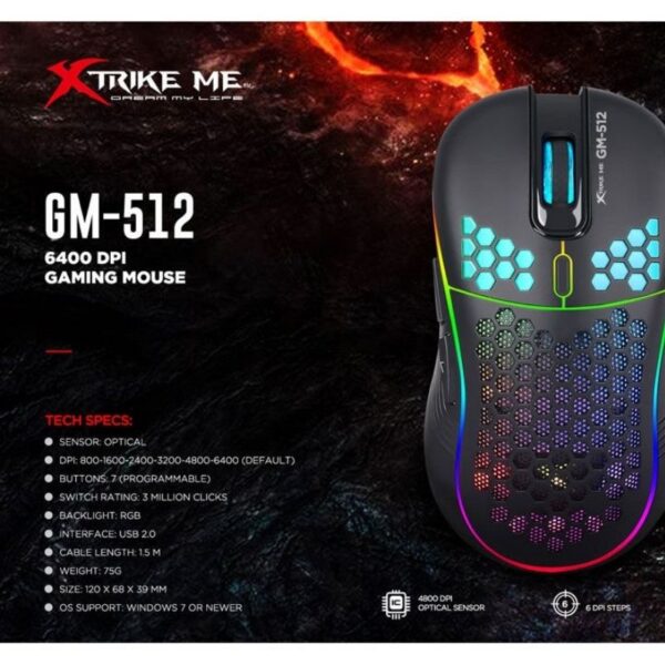 XTRIKE ME GM-512 Black Gaming Mouse - Image 4