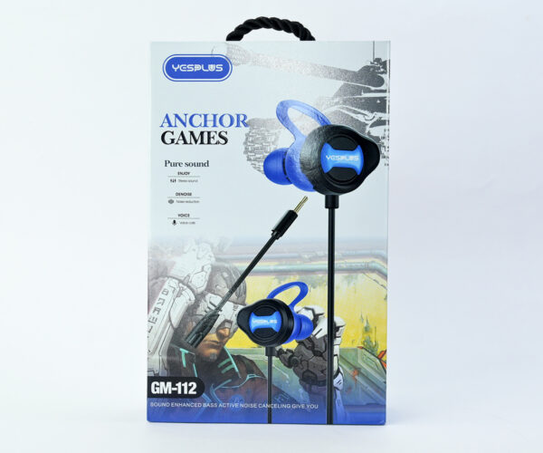 YESPLUS GM-112/ E-013 Anchor Games Earphone / 2 Mic / 4D Prue Sound / Noise Reduction / Super Bass