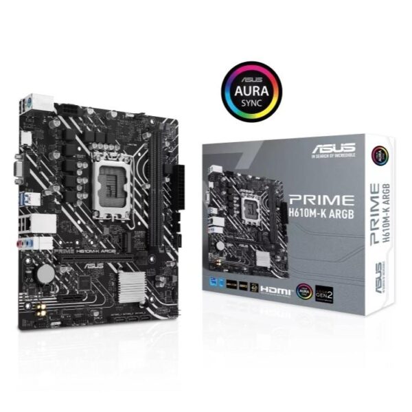 ASUS PRIME H610M-K ARGB INTEL MOTHERBOARD LGA1700 DDR5 PCle 4.0 Ready