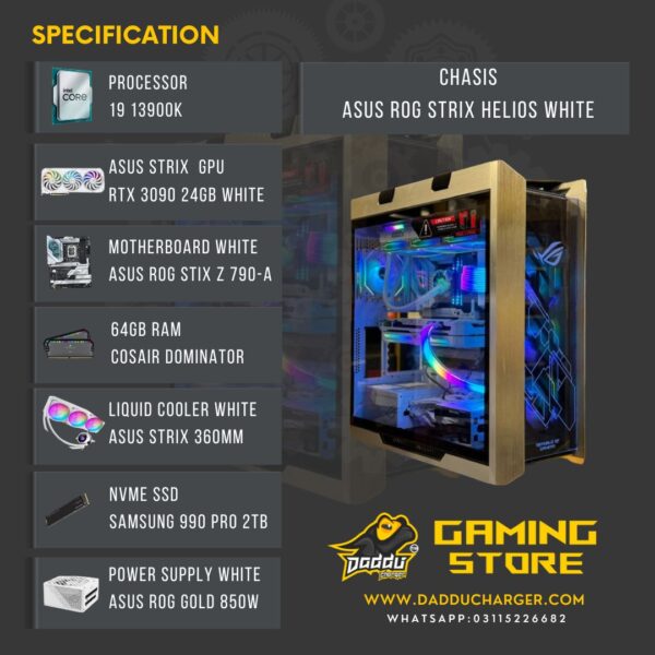 White asus build rs 850k for high end 4k gaming ( intel i9 13900k with rtx 3090 ) cheapest rate in daddu charger rawalpindi pakistan