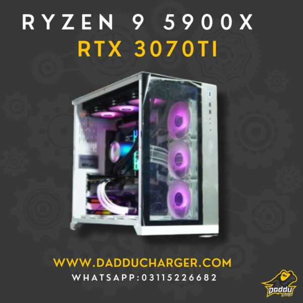 Best Ryzen 9 5900X With RTX 3070 TI in 2024 available in cheapest price at Daddu Charger Rawalpindi Pakistan