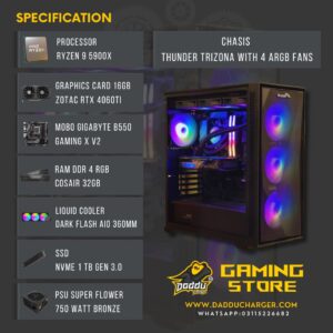 Best Ryzen 9 5900x with RTX 4060ti 16GB Gaming PC Build available in cheapest price at Daddu Charger Rawalpindi Pakistan