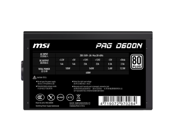 Msi pag d600n 600w 80 standardwhite psu black price in pkistan dadducharger. Com gaming power supplies 5